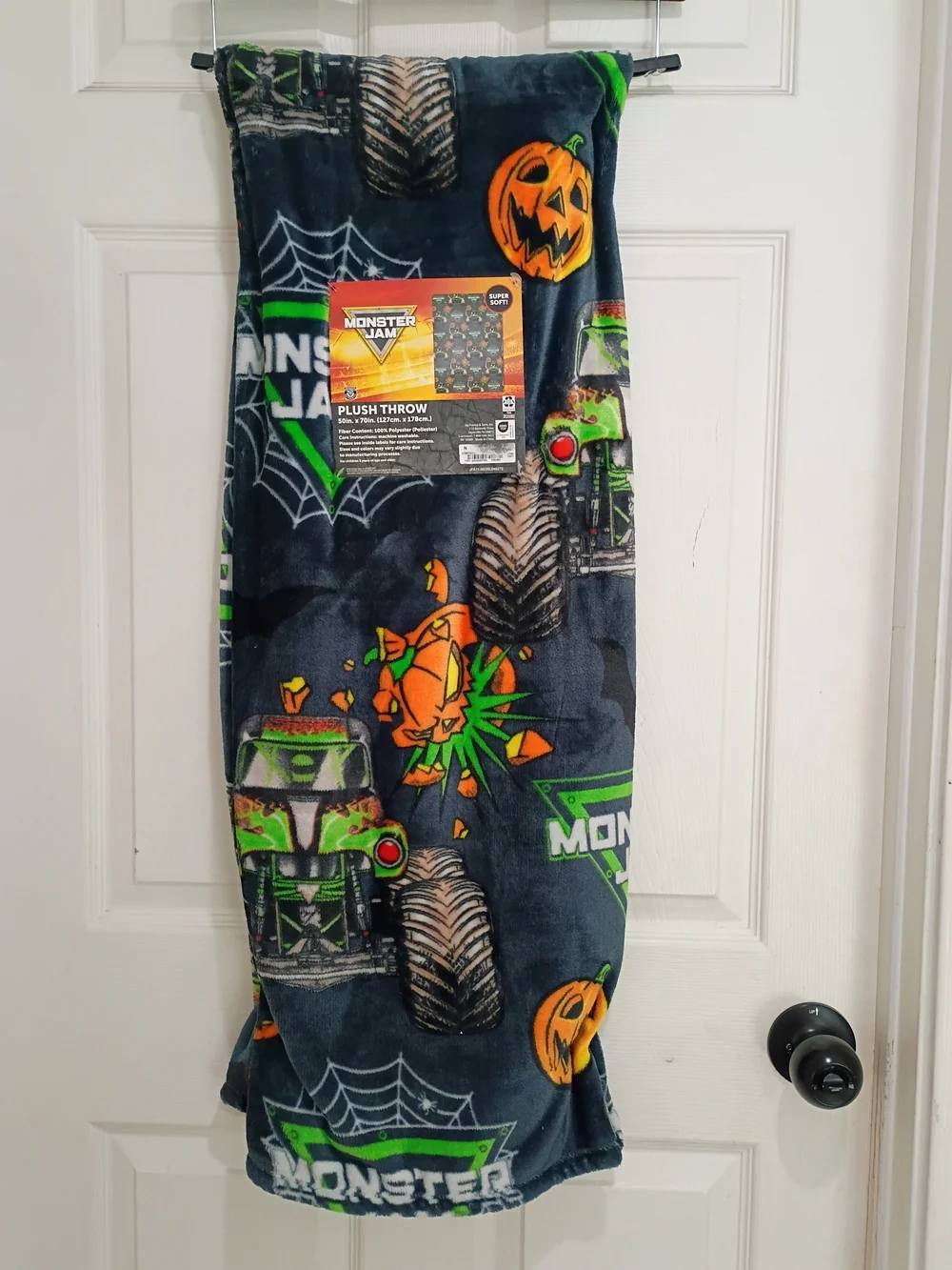 Monster Jam Plush Throw Blanket in Black & Green Size 50x70
